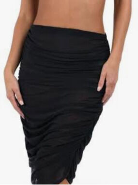 NWT Gap black cotton jersey knit ruched tube skirt M